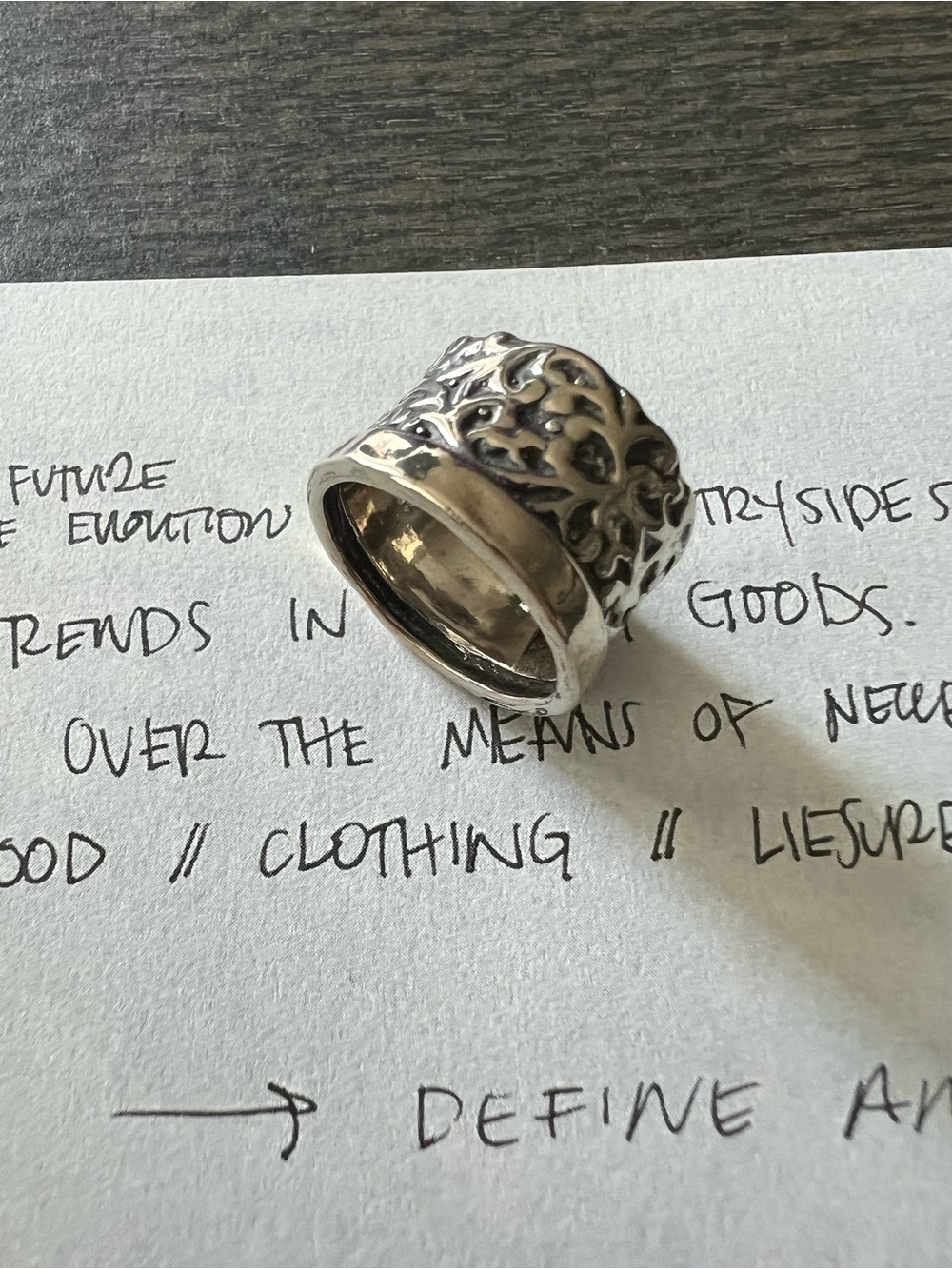 SHABLOOL • Wide Silver Filigree Floral Band Ring